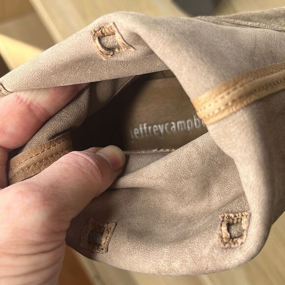 Jeffrey Campbell Laforge Suede Ankle Boots Size 8.5 Taupe Anthropologie - Picture 6 of 8